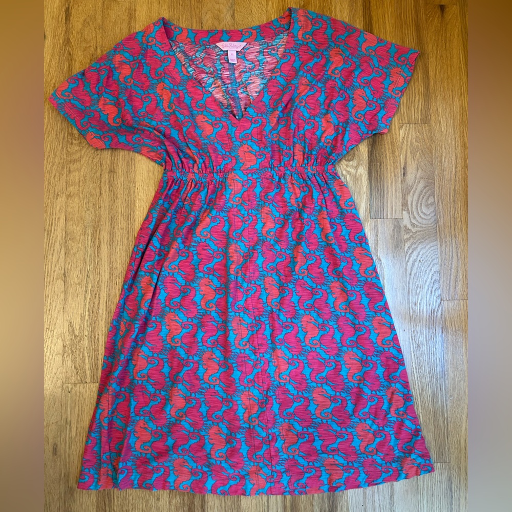 Lilly Pulitzer Pink and Teal Seahorse Dress